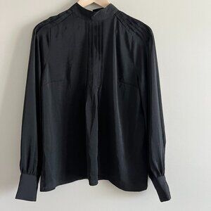 NWT | Express Chic Black Long Sleeve Blouse | Pleated Detail | Size Medium